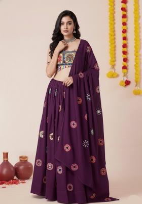 Wine Zari Work Rayon Lehenga Set