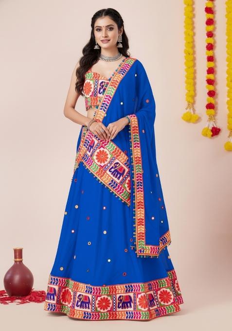 Blue Zari Work Rayon Lehenga Set