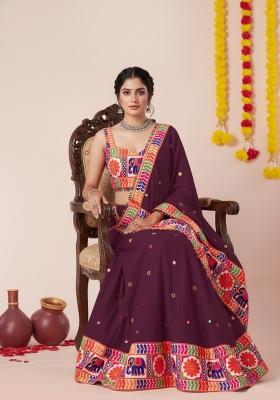 Wine Zari Work Rayon Lehenga Set