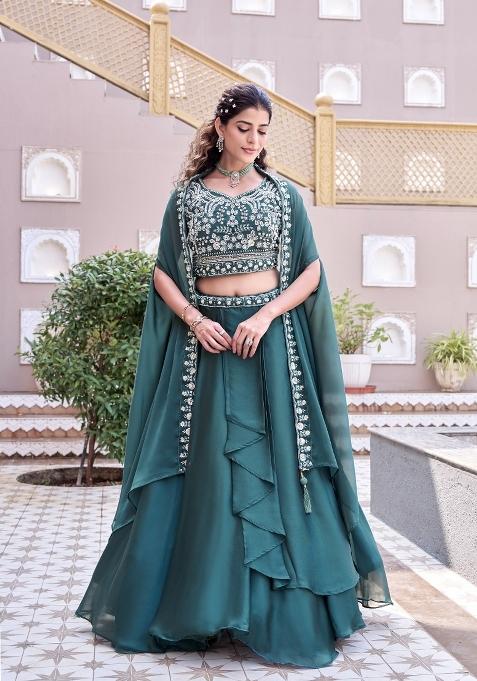 Rama Embroidered Silk Lehenga Set