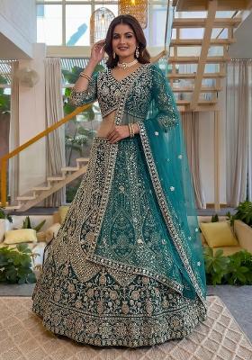 Rama Embroidered Net Lehenga Set