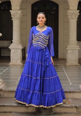 Blue Gota Patti Leheriya Lehenga Set