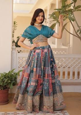 Rama Embroidered Silk Blend Lehenga Set