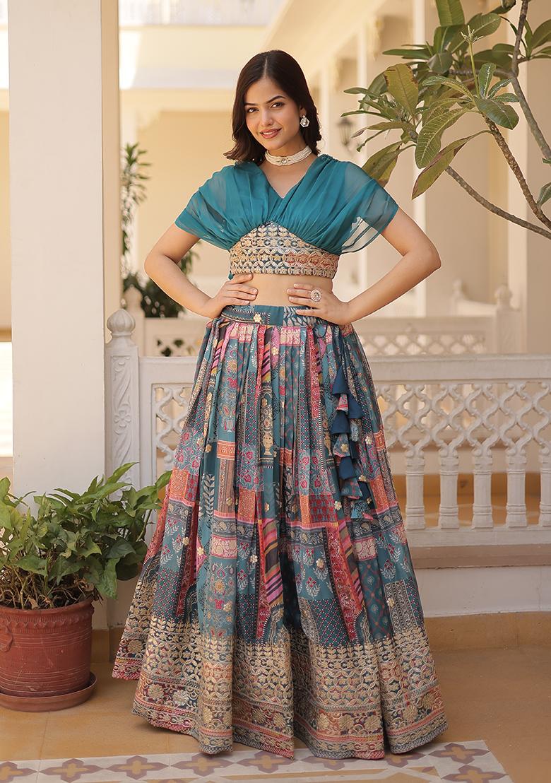 Rama Embroidered Silk Blend Lehenga Set - Indya