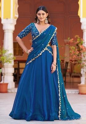 Peacock Embroidered Fendi Lehenga Set