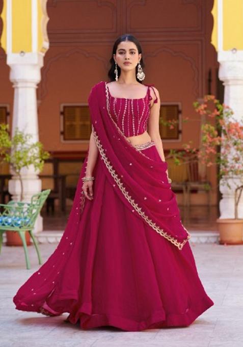 Pink Embroidered Fendi Lehenga Set