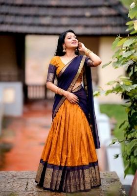 Mustard Zari Work Dola Chex Lehenga Set