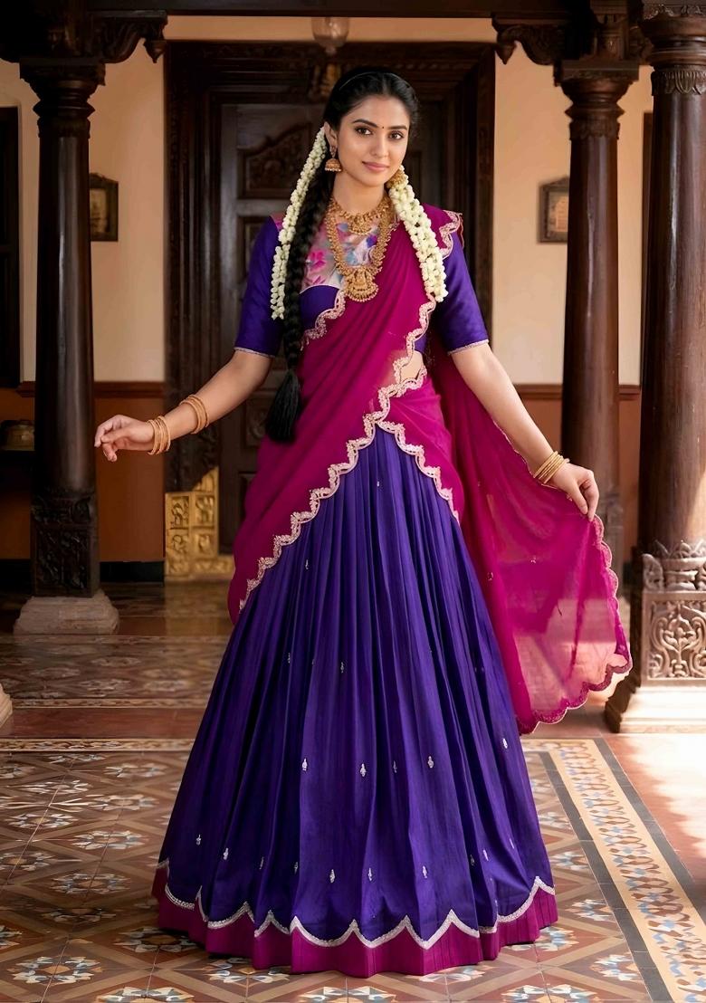 Purple Embroidered Naysha Lehenga Set - Indya