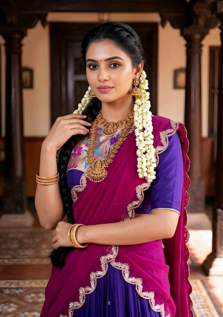 Purple Embroidered Naysha Lehenga Set - Indya