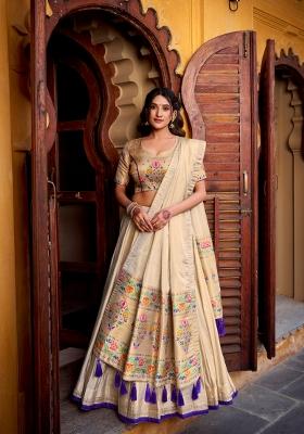 Purple Zari Work Shimmer Lehenga Set