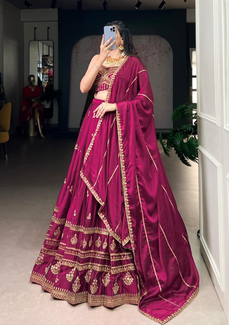 Pink Embroidered Rangoli Lehenga Set - Indya