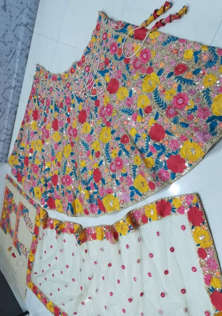 Brown Sequins Work Net Lahenga Set - Indya