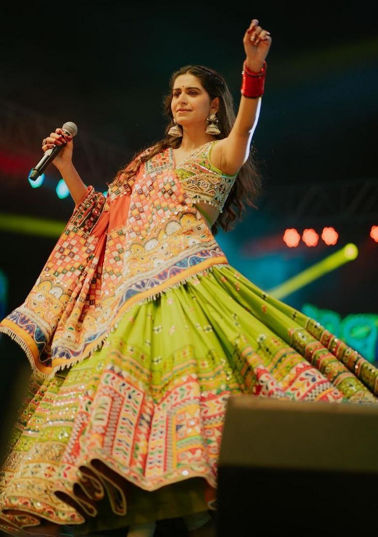 Multicolor Printed Silk Blend Lahenga Set - Indya