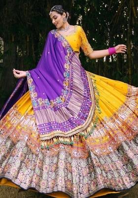 Multicolor Printed Silk Blend Lahenga Set