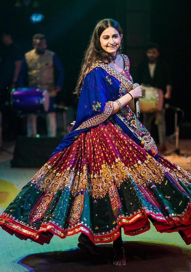 Multicolor Printed Silk Blend Lahenga Set - Indya