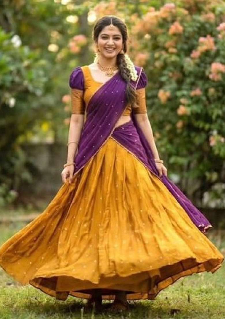 Wine Embroidered Silk Blend Lehenga Set - Indya