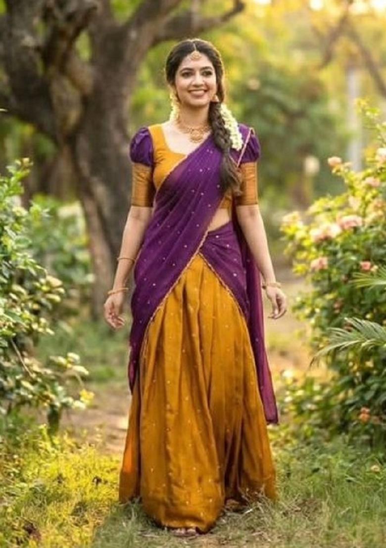 Wine Embroidered Silk Blend Lehenga Set - Indya