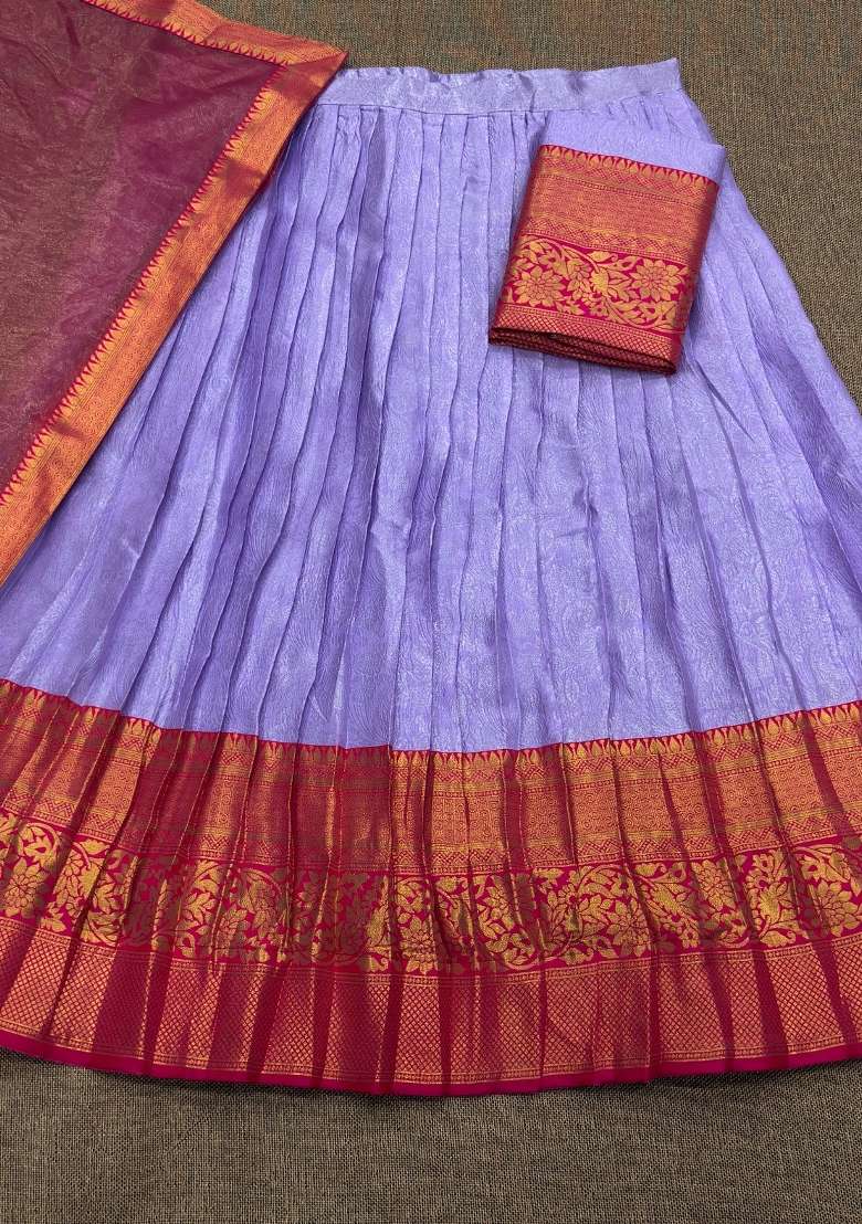 Pink Woven Silk Blend Lehenga Set for Diwali and Festive Wear - Indya