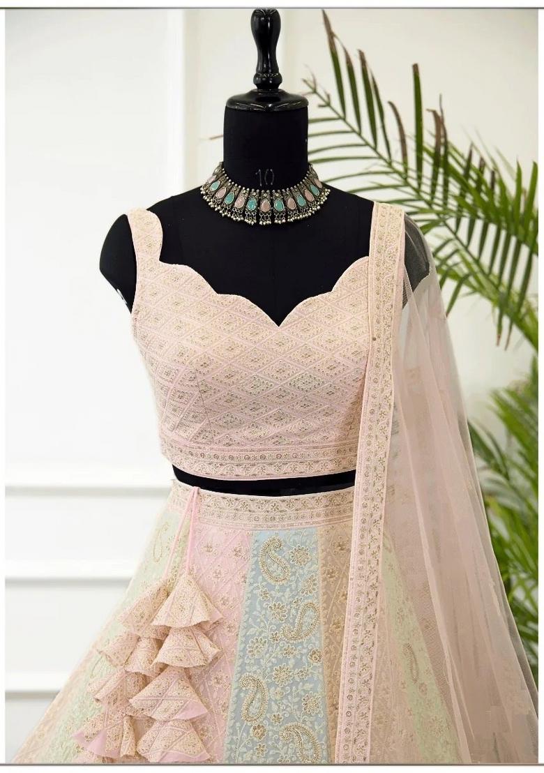 Multicolor Sequin Work Georgette Lehenga Set - Indya