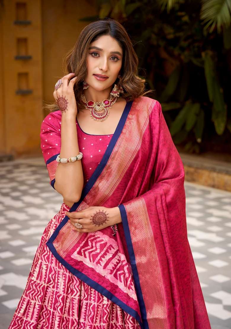 Gajari Silk Blend Lehenga Set with Zari Work for Diwali | Wedding & Festive Wear - Indya