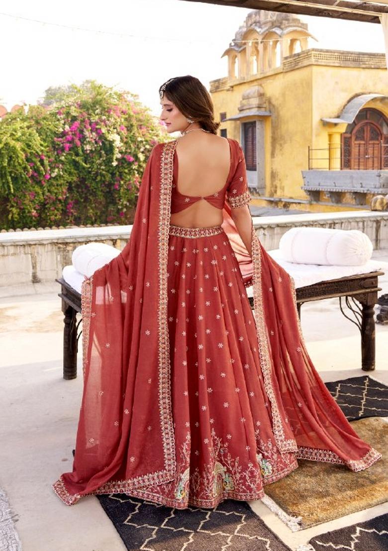 Maroon Sequin Work Crush Lehenga Set - Indya
