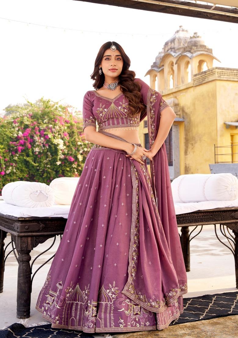 Lavender Sequin Work Crush Lehenga Set - Indya