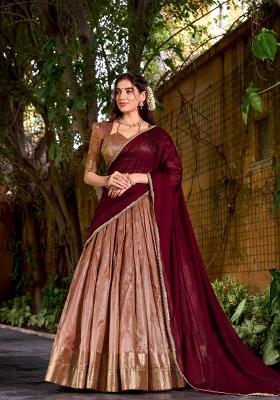 Peacock Zari Work Silk Blend Lehenga Set