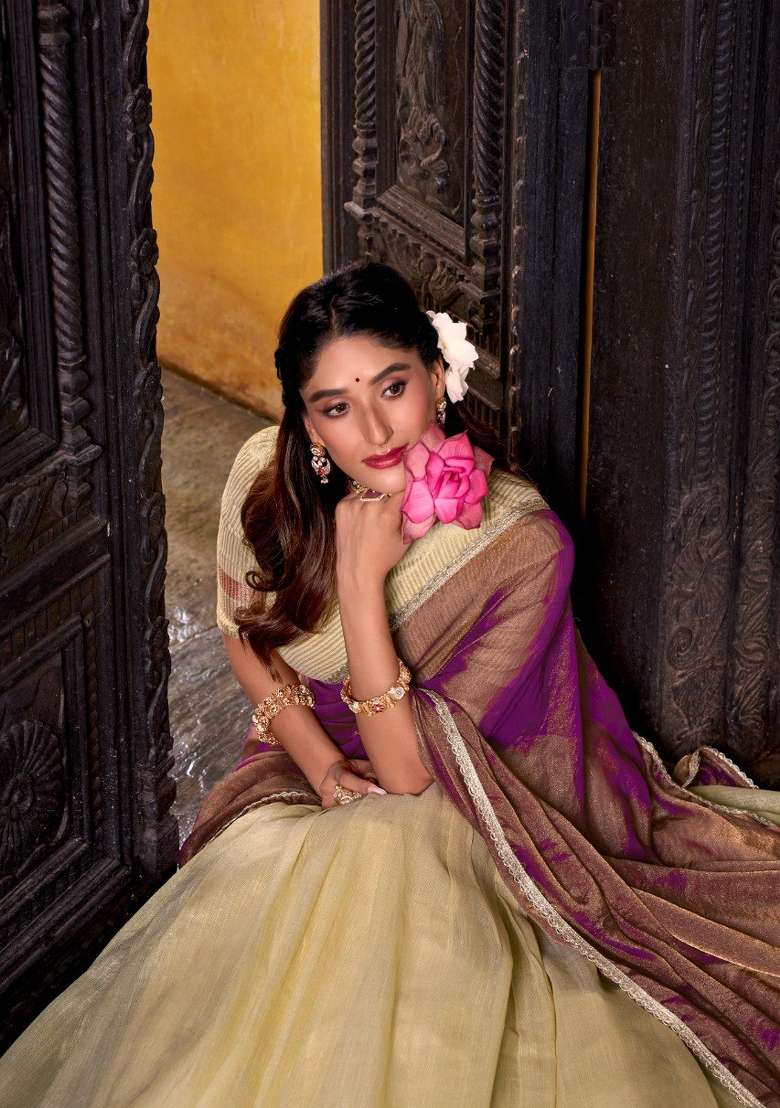 Yellow Zari Work Silk Blend Lehenga Set for Diwali and Festive Wear - Indya