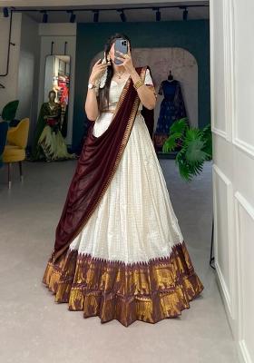 Maroon Zari Work Marble Lehenga Set