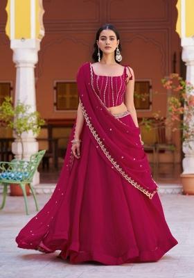 Pink Sequin Work Fendi Lehenga Set