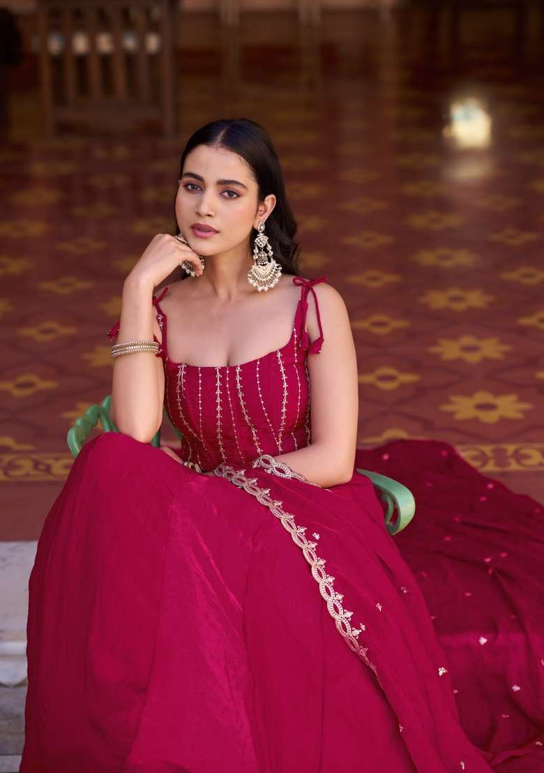 Pink Work Fendi Lehenga Set with Sequin for Diwali | Wedding & Festive Wear - Indya