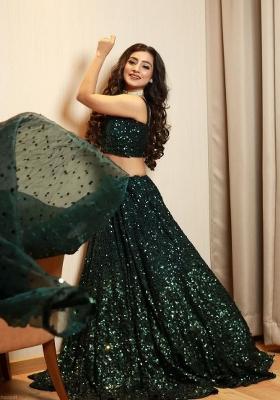 Teal Sequin Work Silk Blend Lehenga Set