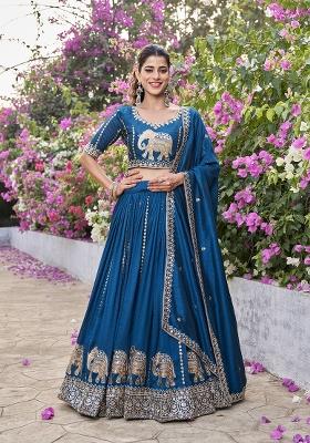 Rama Embroidered Silk Blend Lehenga Set