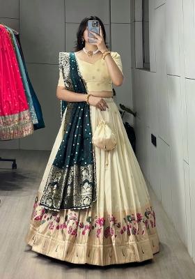 Rama Zari Work Silk Blend Lehenga Set