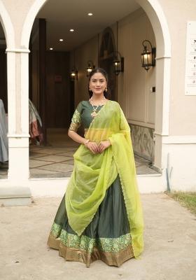 Green Zari Work Shimmar Lehenga Set