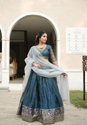 Rama Zari Work Shimmar Lehenga Set