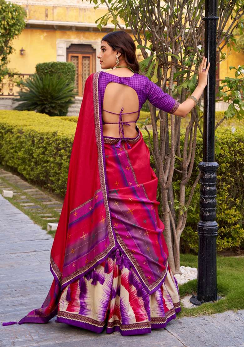 Purple Silk Blend Lehenga Set with Printed for Diwali | Wedding & Festive Wear - Indya