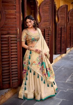 Green Zari Work Shimmer Lehenga Set