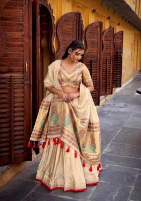 Red Zari Work Shimmer Lehenga Set