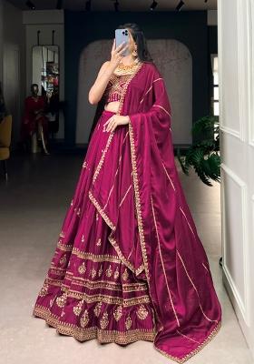 Pink Embroidered Rangoli Lehenga Set