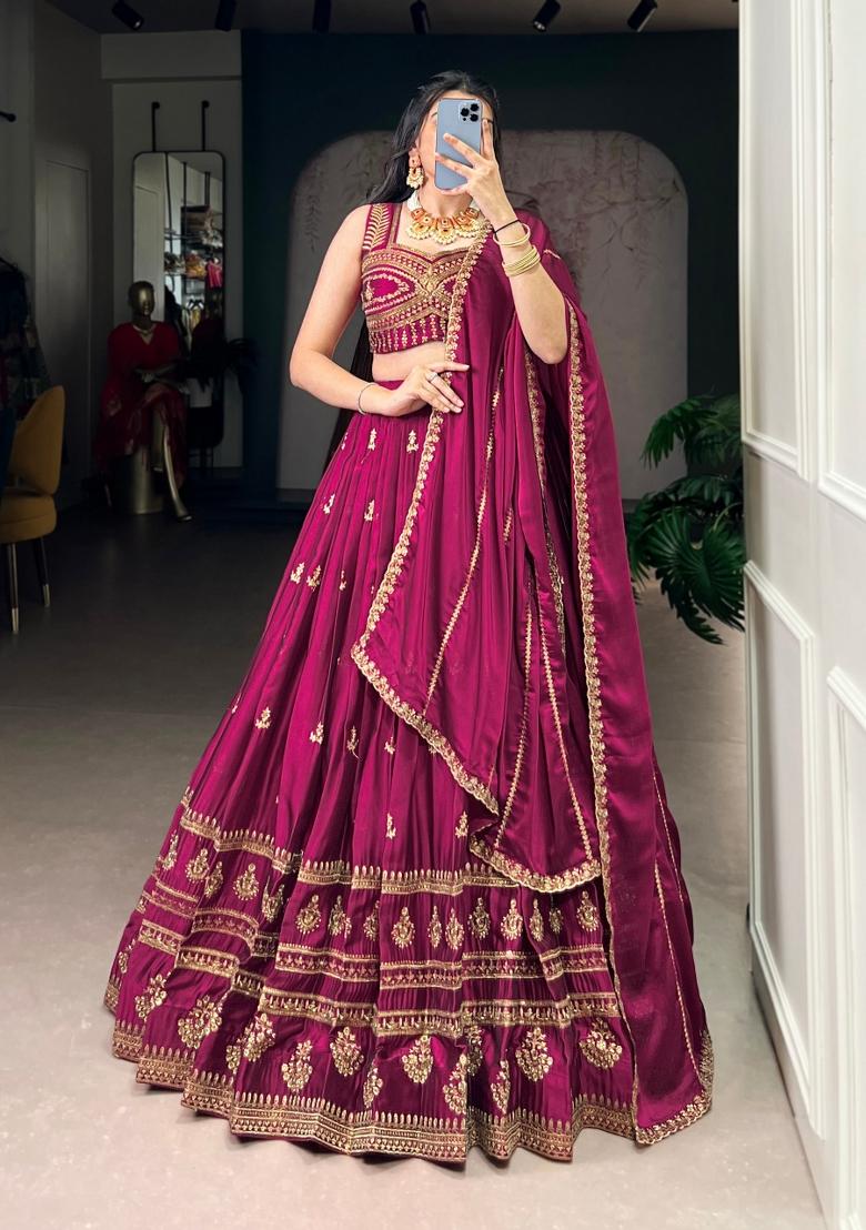 Pink Embroidered Rangoli Lehenga Set - Indya