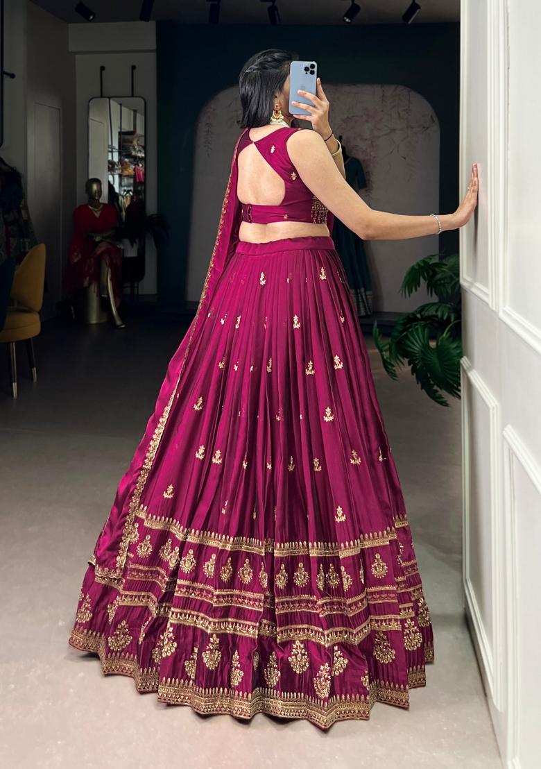 Pink Embroidered Rangoli Lehenga Set - Indya