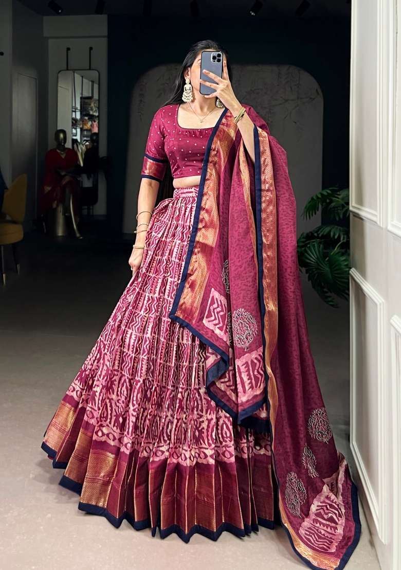 Gajari Silk Blend Lehenga Set with Zari Work for Diwali | Wedding & Festive Wear - Indya