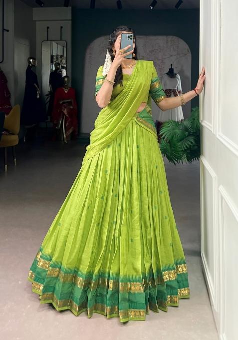Perrot Zari Work Chanderi Lehenga Set