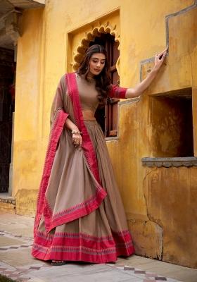 Chiku Thread Work Chanderi Lehenga Set