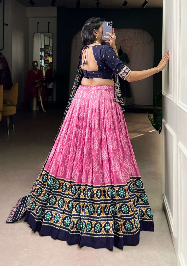 Light Pink Rangoli Lehenga Set with Printed for Diwali | Wedding & Festive Wear - Indya