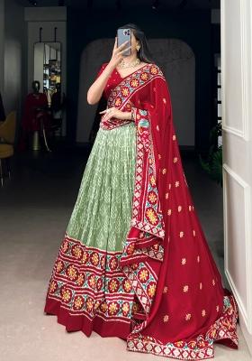 Sea Green Printed Rangoli Lehenga Set