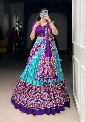 Sky Blue Printed Rangoli Lehenga Set