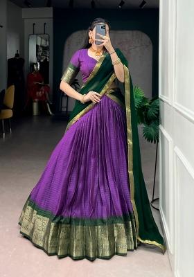 Purple Zari Work Dola Chex Lehenga Set