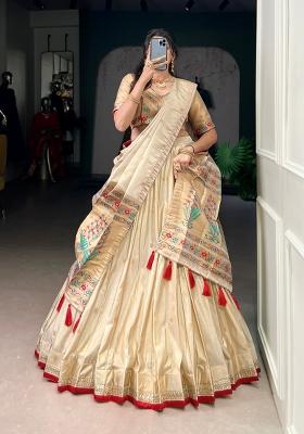 Red Zari Work Shimmer Lehenga Set